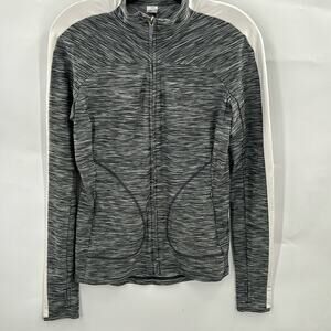 Gap Women's Gray & White Full Zip Active Wear Jacket 2 Zip Pockets Size Small